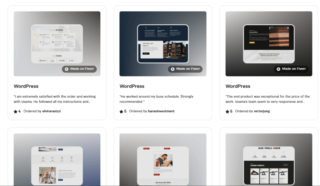 Affordable WordPress portfolio website design by Usama T. on Fiverr.